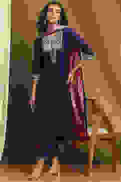 Purple Embroidered Kalidar Suit Set image number 6