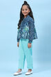 Powder Blue Cotton Solid Pant image number 5