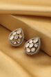 White Brass Gold-Plated Teardrop Stud Earrings image number 0