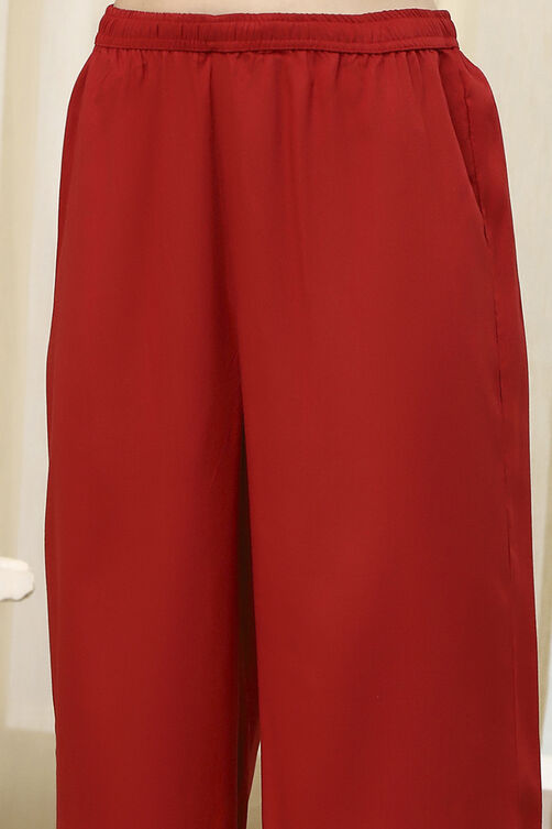 Red Dyed Straight Palazzos image number 1
