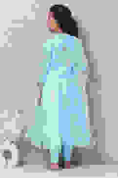 Sky Blue Art Silk Anarkali Kurta Churidar Suit Set image number 4