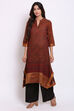 Brown Cotton Kalamkari Printed Kurta image number 3