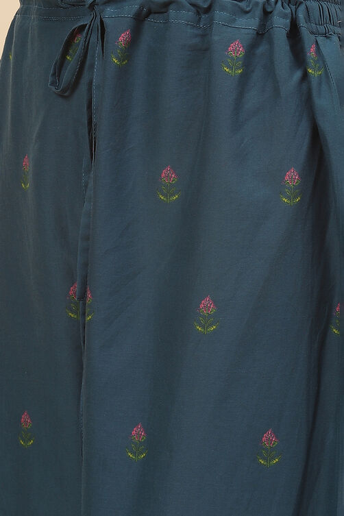 Peach Cotton Straight Kurta Palazzo Suit Set image number 3