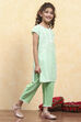 Green Cotton Straight Printed Kurta Pants Set image number 5