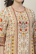 Beige Cotton All-Over Floral Straight Suit Set image number 1