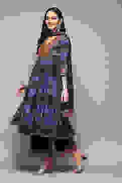 Indigo Cotton Anarkali Kurta Palazzo Suit Set image number 5