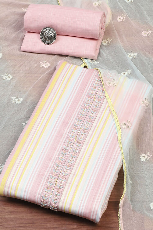 Multi-Colored Cotton Unstitched Suit Set image number 0