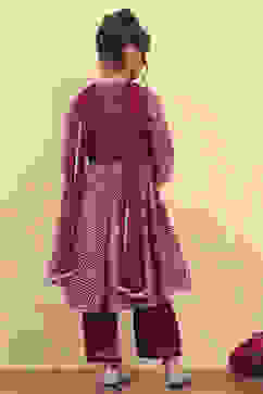 Purple Cotton Printed Anarkali Suit Set image number 4