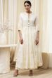 Off-White Cotton Embellished Anarkali Suit Set image number 6