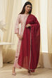 Red Cotton Solid Dupatta image number 2