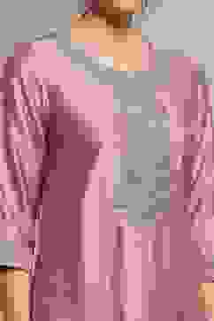 Old Rose Art Silk Embroidered Straight Suit Set image number 1