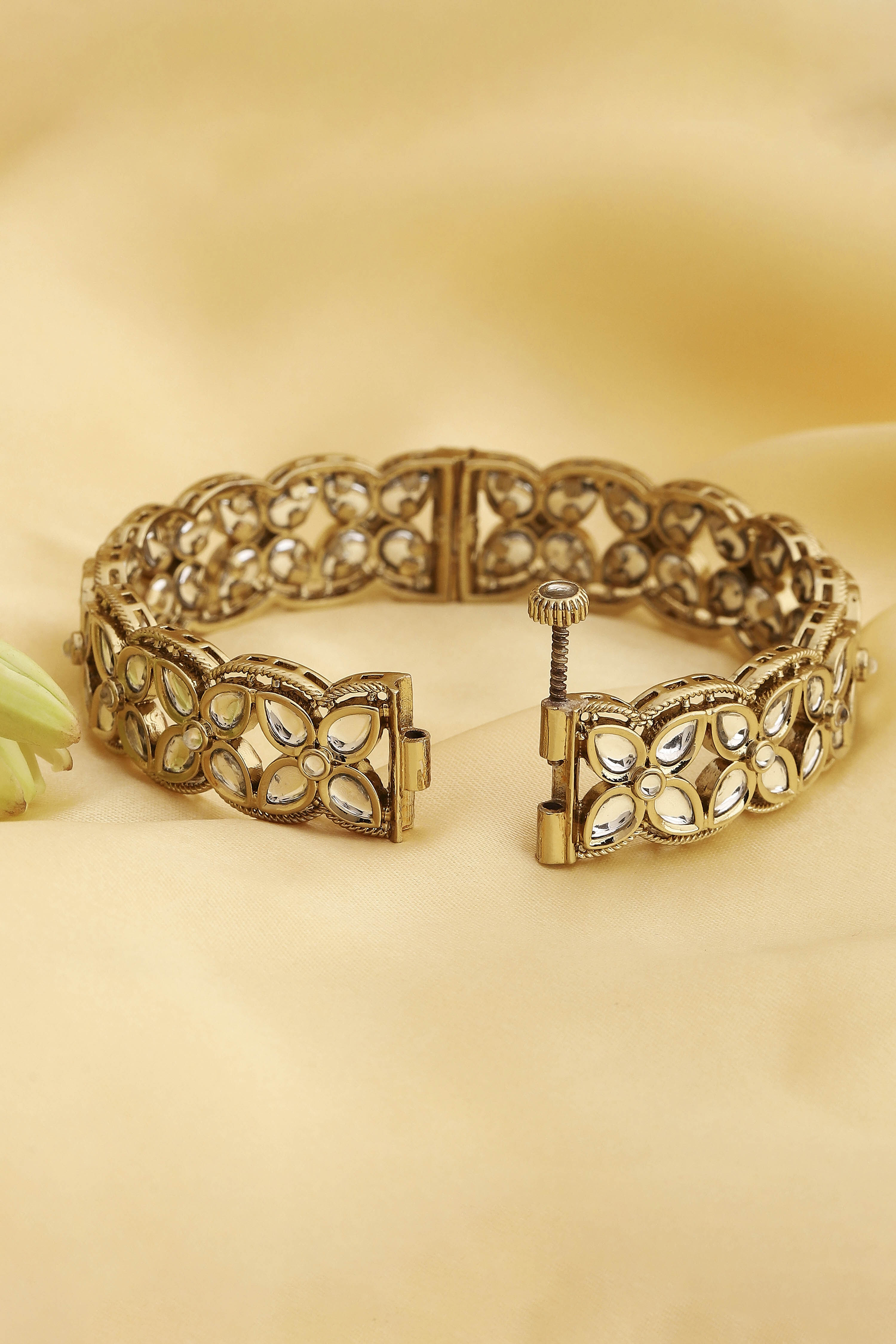 White Gold Plated Brass Studded Bangles image number 2