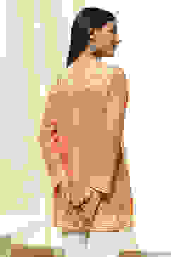 Mustard Yellow Printed Straight Short Kurta image number 3