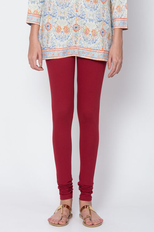 Fuschia Cotton Blend Solid Churidar image number 1