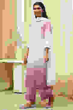 Pink Cotton Schiffli Straight Suit Set image number 3