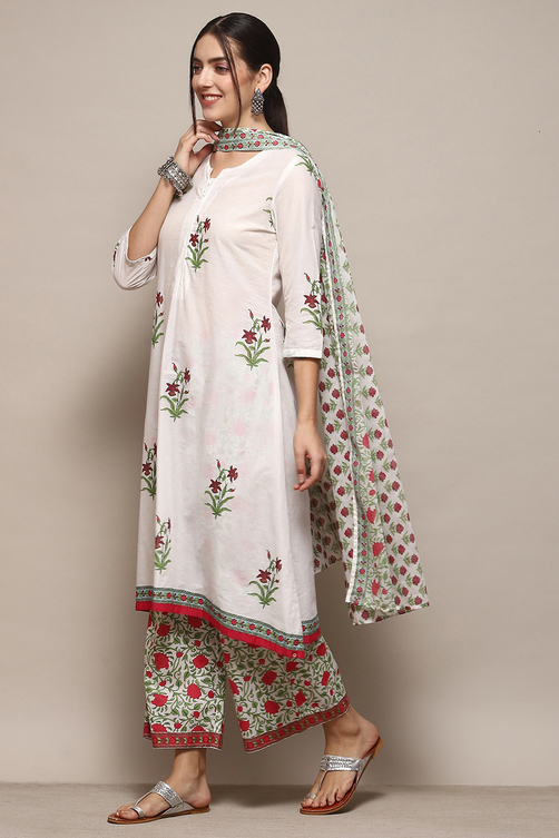 White Voile A-Line Kurta Palazzo Suit Set image number 4