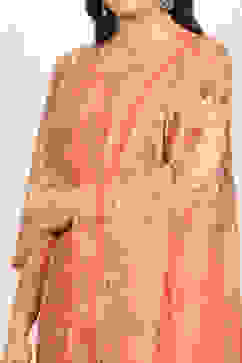 Orange Muslin Unstitched Suit Set image number 2