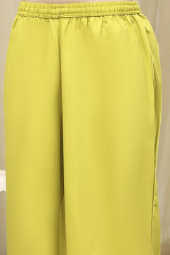 Lime Green Embroidered Straight Suit Set image number 2
