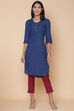Blue Cotton Solid Kurti image number 0