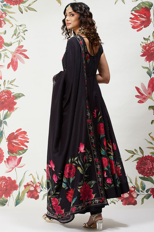 Rohit Bal Beige Cotton Silk Flared Printed Suit Set image number 8