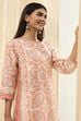 Blue and White Cotton Printed Straight Kurta image number 1