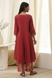 Rust Cotton Yarn-Dyed Kalidar Suit Set image number 4