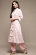 Teal Cotton A-Line Kurta Palazzo Suit Set image number 3