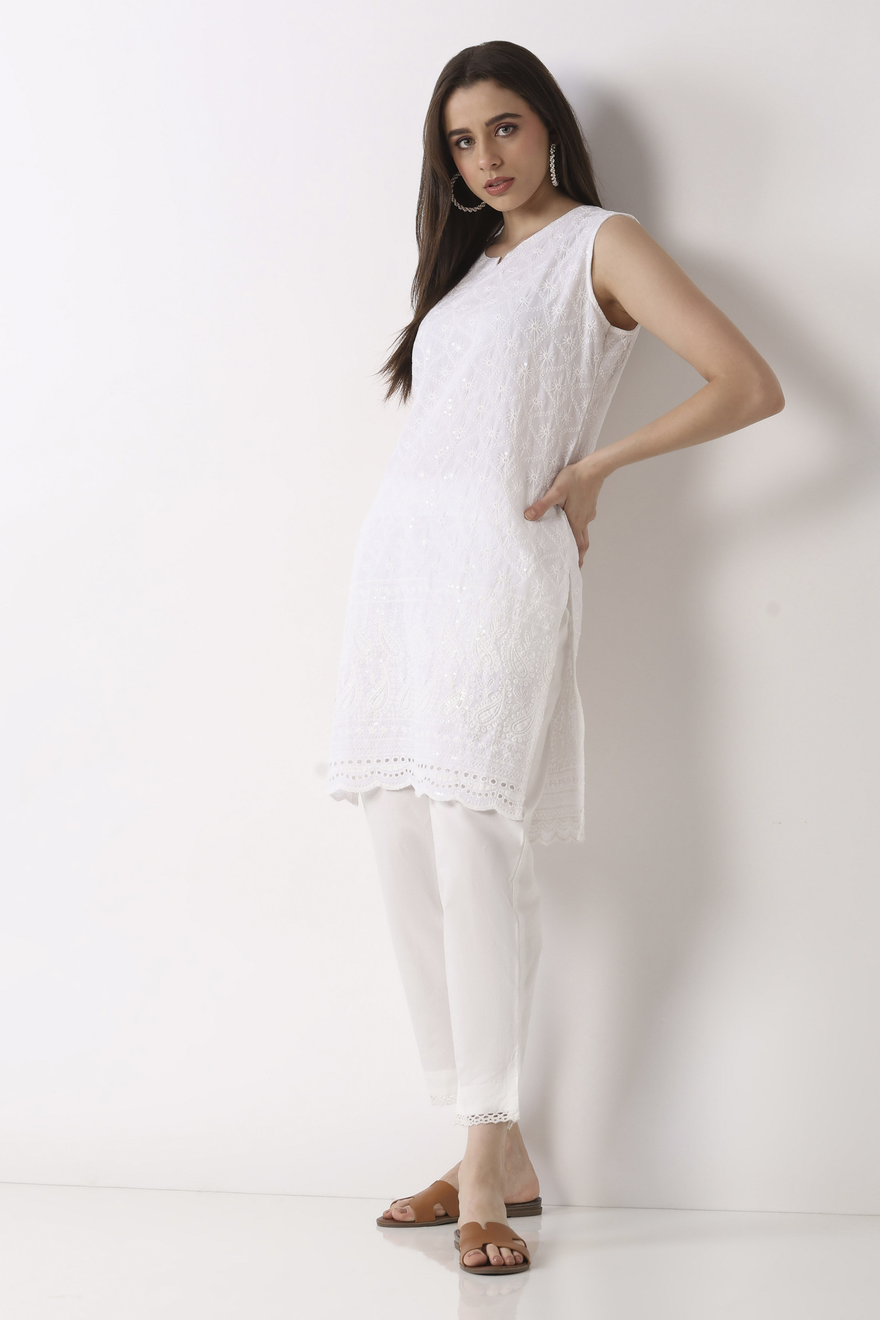 Black Cotton Slim Pants image number 0