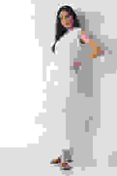 White Cotton Slim Pants image number 0