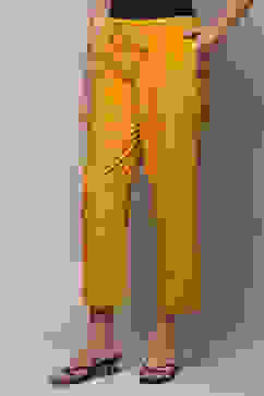 Mustard Cotton Flax Pants image number 2