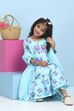 Blue Cotton Printed Tiered Suit Set
