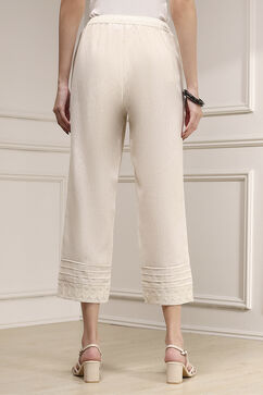 Off-White Cotton Blend Solid Pants image number 5