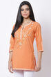 Orange Cotton Short Cotton Kurti image number 2