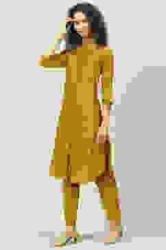 Mustard Poly Viscose Straight 2 Piece Set image number 4