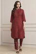 Red Poly Viscose Printed Kurta Set image number 6