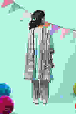 Powder Blue Cotton Kalidar Kurta Slim Pants Suit Set image number 4