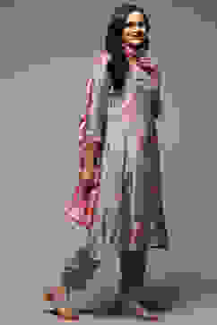 Grey Modal A-Line Kurta Palazzo Suit Set image number 6