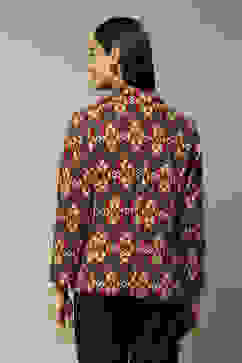 Maroon Acrylic Straight Yarndyed Jacket image number 4