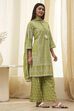 Mehendi Green Cotton Printed Straight Suit Set image number 5