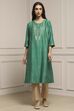 Blue Art Silk Printed Straight Kurta image number 0