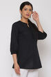 Sky Blue Cotton Short Solid Kurti image number 4