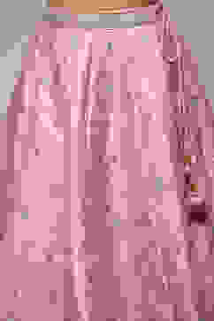 Onion Pink Viscose Straight Lehenga Set image number 2