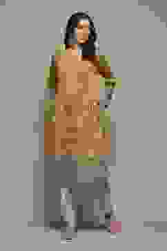 Mustard Poly Cotton Straight Yarndyed Kurta image number 5