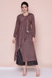 Brown Viscose A-line Tunic Pants Set image number 4