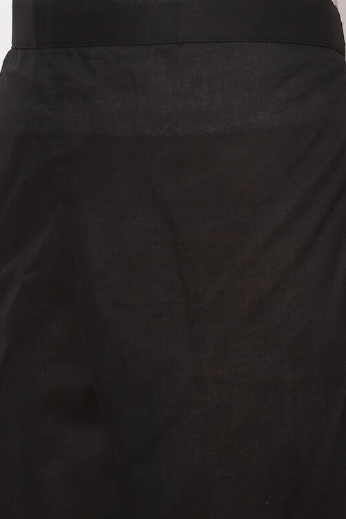 Black Cotton Unstitched Dress Material Suit Set image number 6
