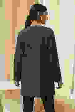 Navy Blue Printed Straight Jacket image number 3