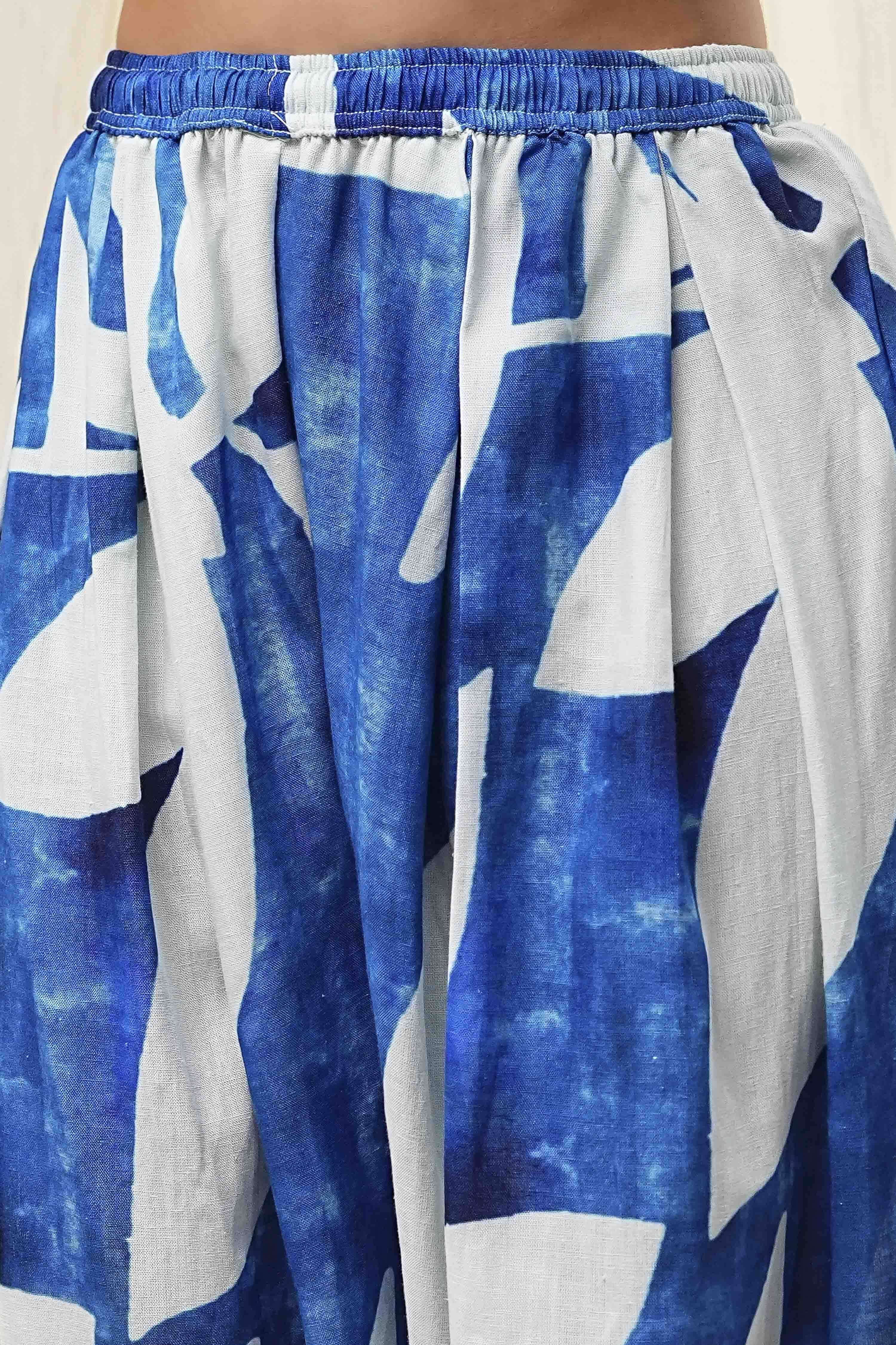 Indigo Blue and White Straight Co-ord Set image number 2