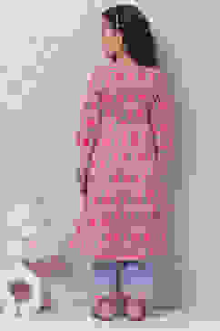 Slate Blue Cotton Anarkali Suit Set image number 4