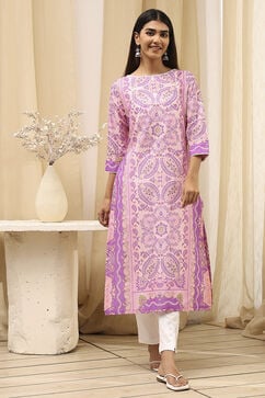 Purple Cotton  Kurta image number 5