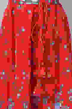 Red Art Silk Lehenga Set image number 2